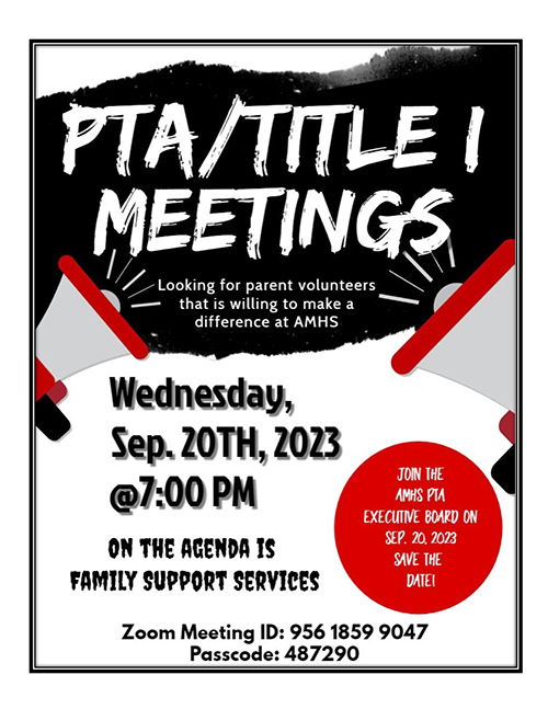 PTA Meetings flyer